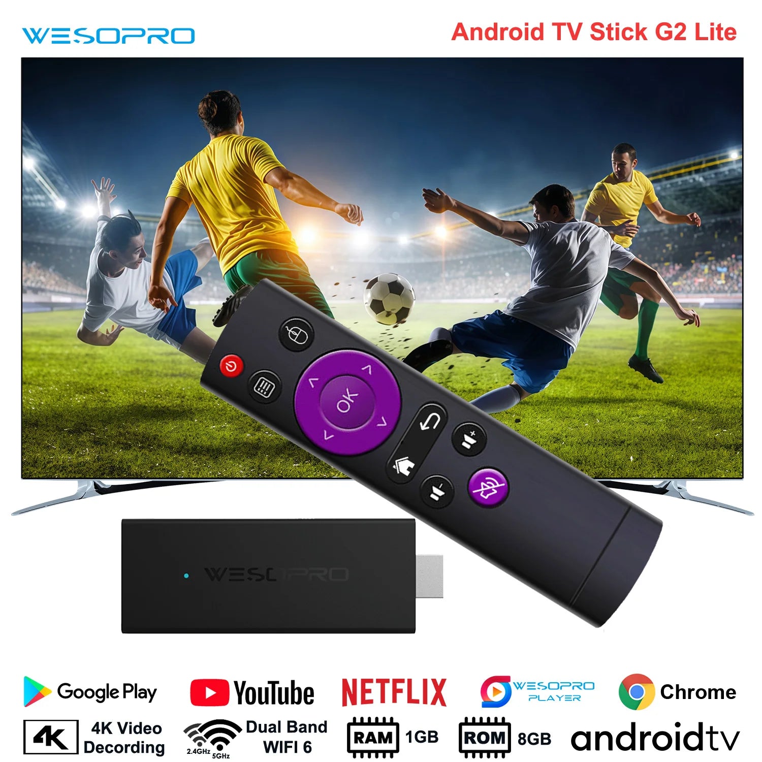 WESOPRO Android TV Stick G2 Lite – 4K Smart Streaming